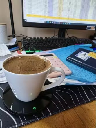 オフィス 自宅USBマグウォーマー（保温コースター）3段階温度調整・自動OFF表示｜デスク用｜ブラック用