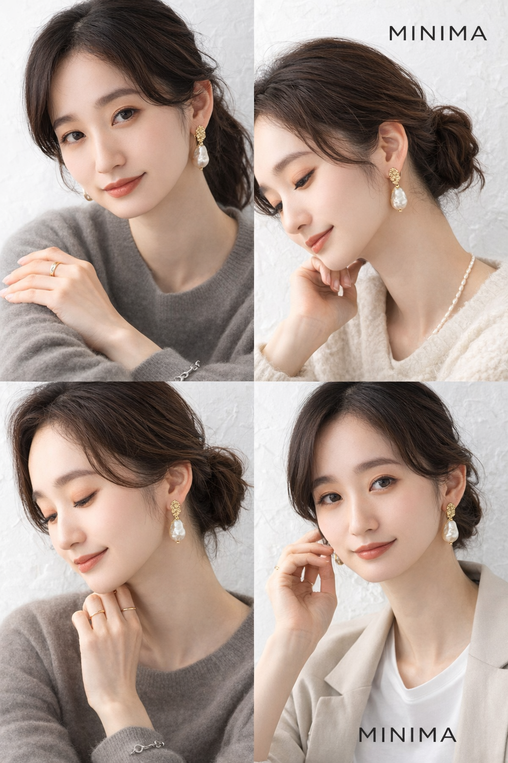 【MINIMA】バロック風イミテーションパール イヤリング｜合金（ゴールドカラー／シルバーカラー）