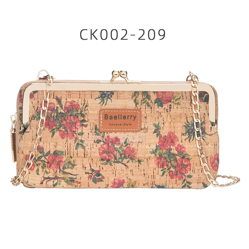 レディース 長財布 ウッドグレイン チェーン付き ショルダーバッグ ミニバッグ