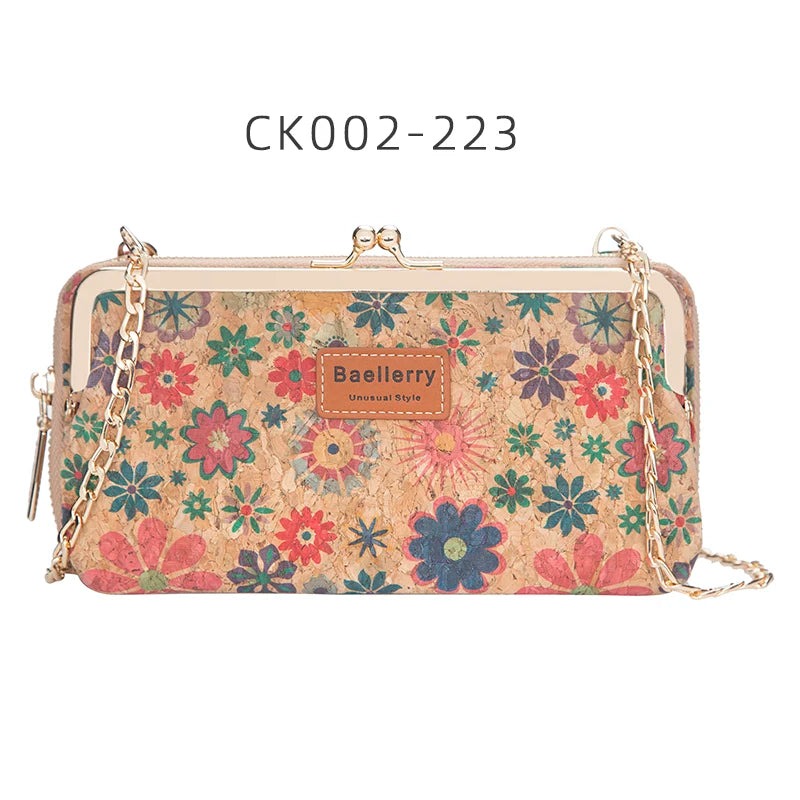 レディース 長財布 ウッドグレイン チェーン付き ショルダーバッグ ミニバッグ