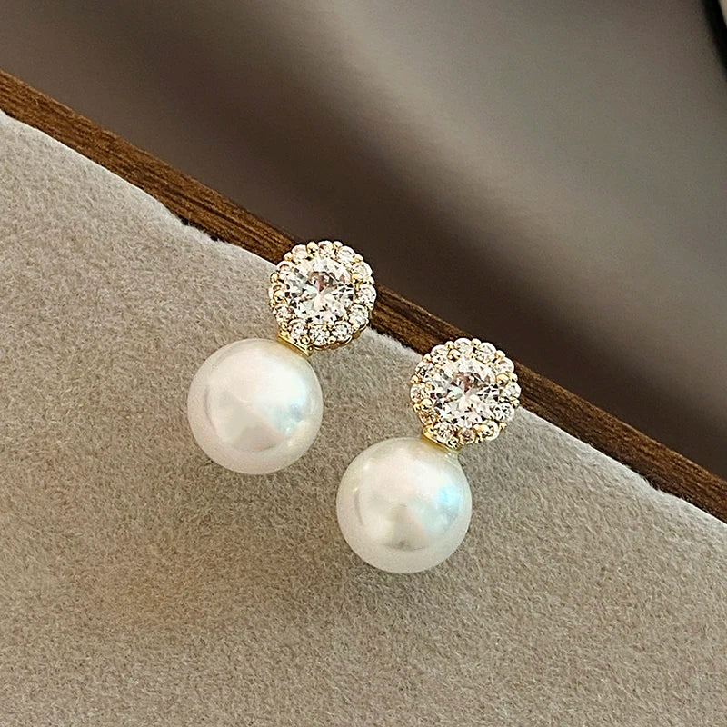 レディース フレンチロマンティック ジルコン パール ピアス 2025新作