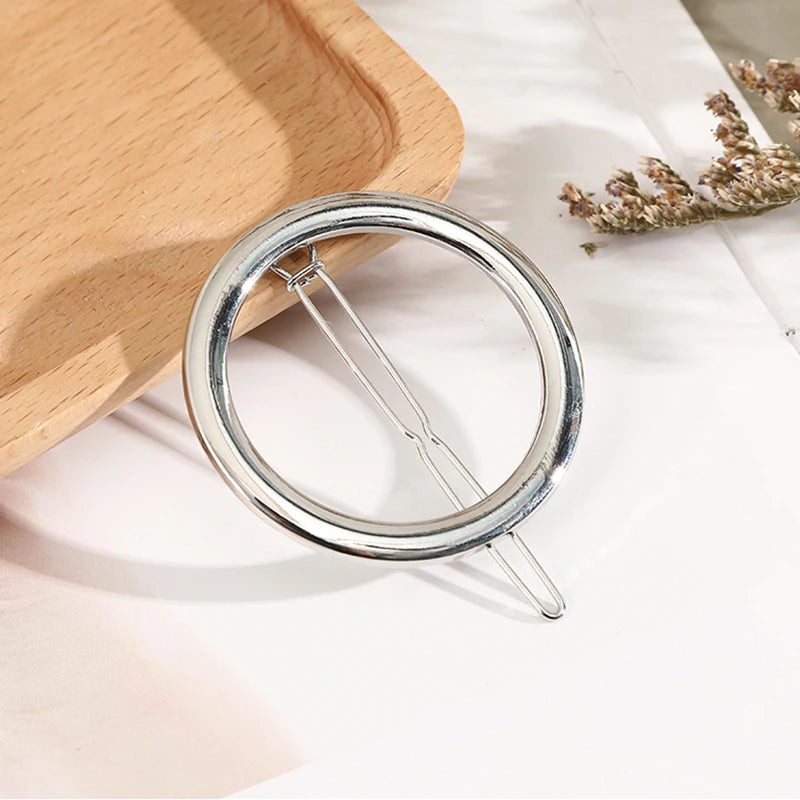 メタルヘアクリップ エレガント ラウンドバレッタ カラークリスタル ヘアピン レディース ゴールド ヘアアクセサリー