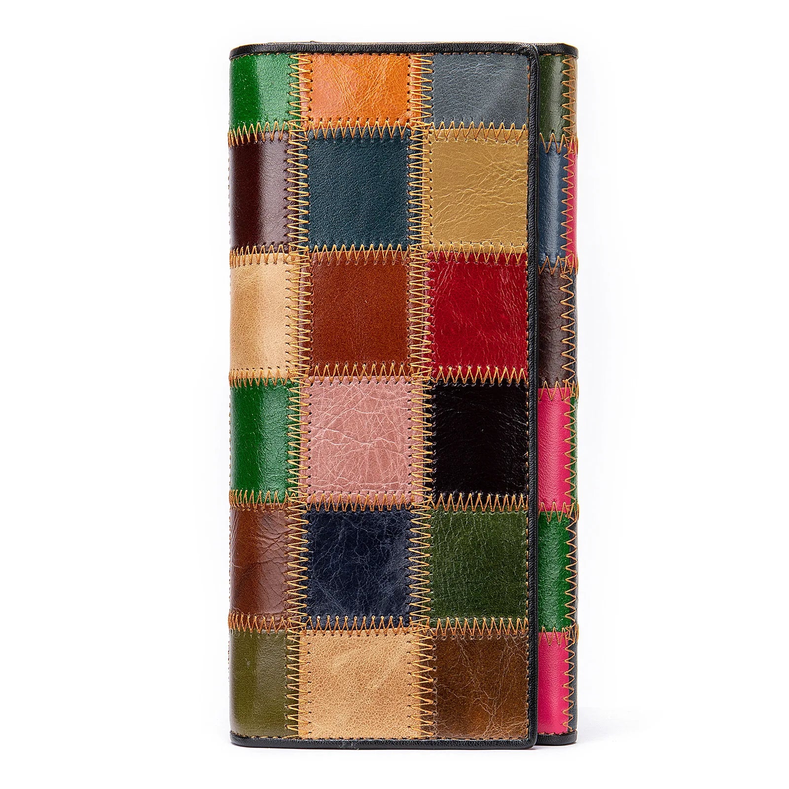 レディース 本革 長財布 カウレザー パッチワーク スマホ収納 カードホルダー