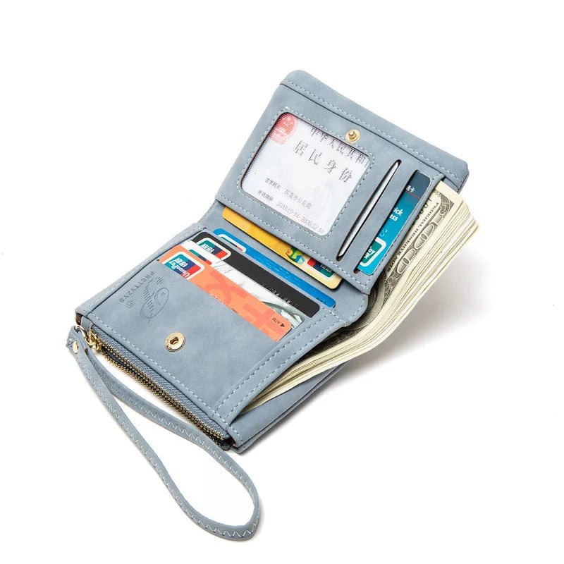 レディース 二つ折り財布 フレッシュフラワー ソフトレザー リストレット付き コンパクト