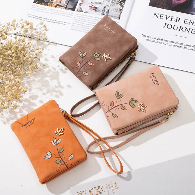 レディース 二つ折り財布 フレッシュフラワー ソフトレザー リストレット付き コンパクト