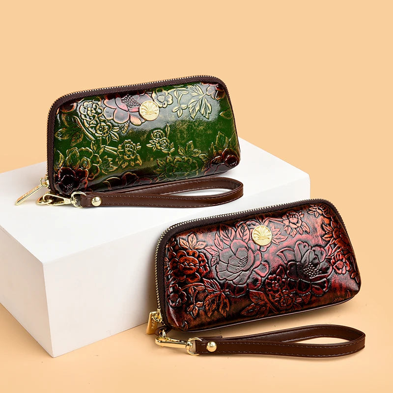 レディース 長財布 リストレット付き スマホ収納 クラッチバッグ カードホルダー ジッパー