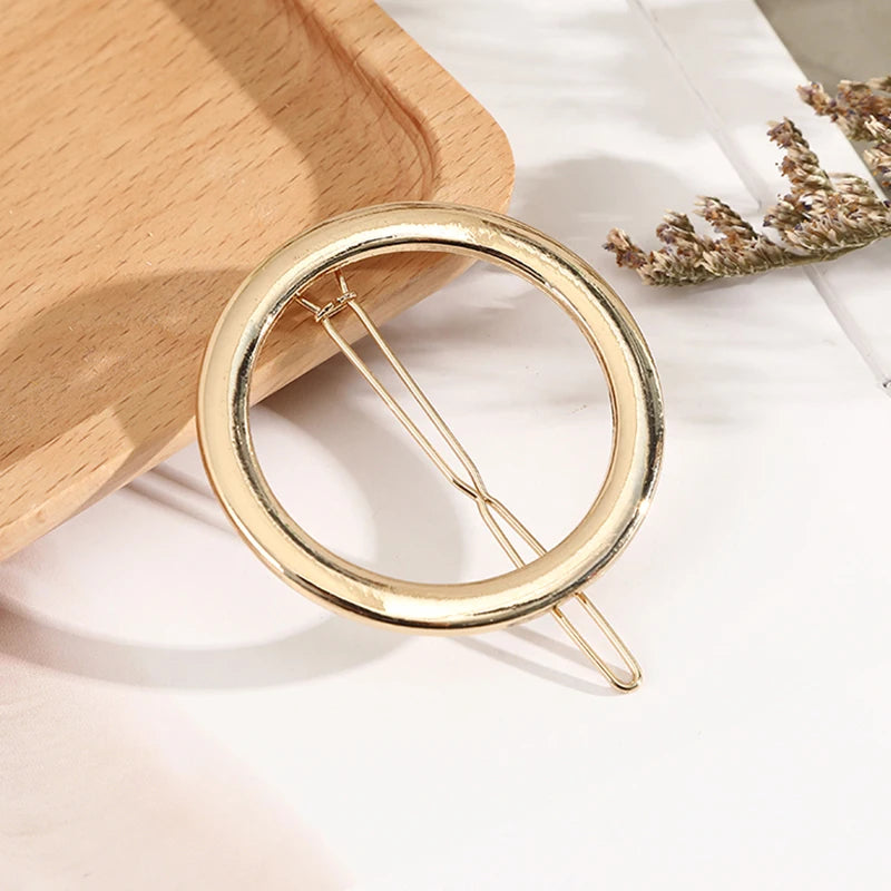 メタルヘアクリップ エレガント ラウンドバレッタ カラークリスタル ヘアピン レディース ゴールド ヘアアクセサリー