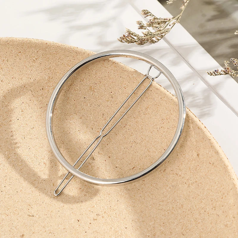 メタルヘアクリップ エレガント ラウンドバレッタ カラークリスタル ヘアピン レディース ゴールド ヘアアクセサリー