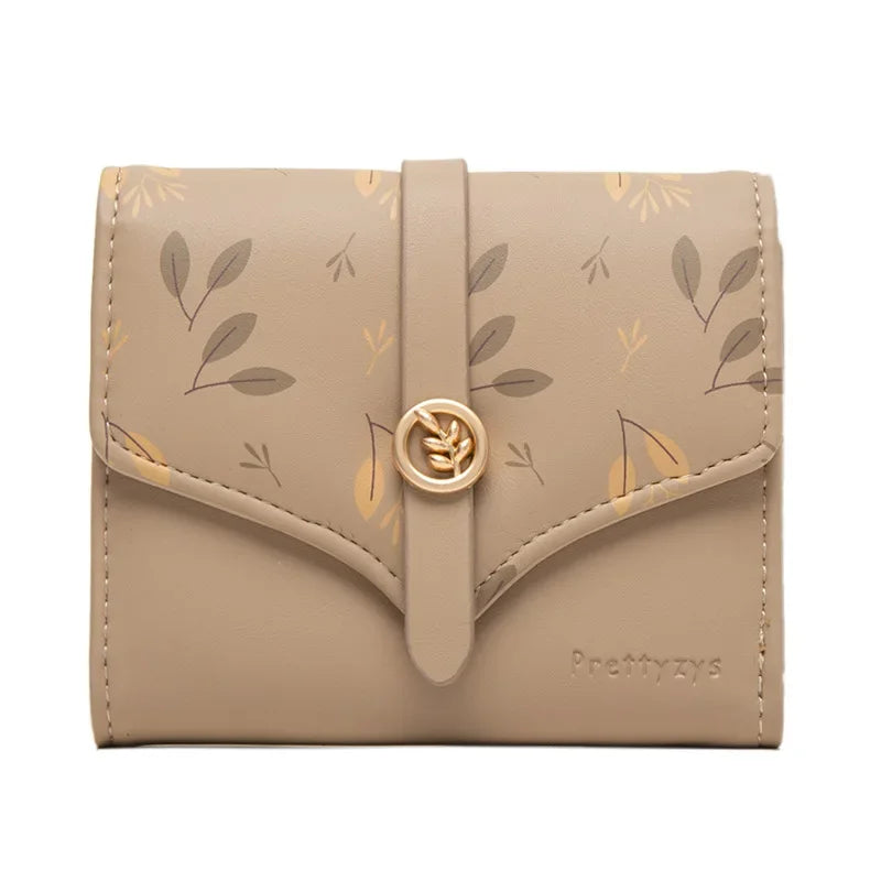 レディース フラワープリント 三つ折り財布 コインポケット カードスロット クラスプ留め