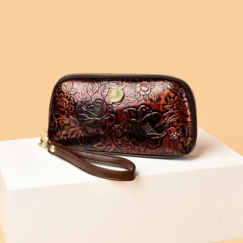 レディース 長財布 リストレット付き スマホ収納 クラッチバッグ カードホルダー ジッパー