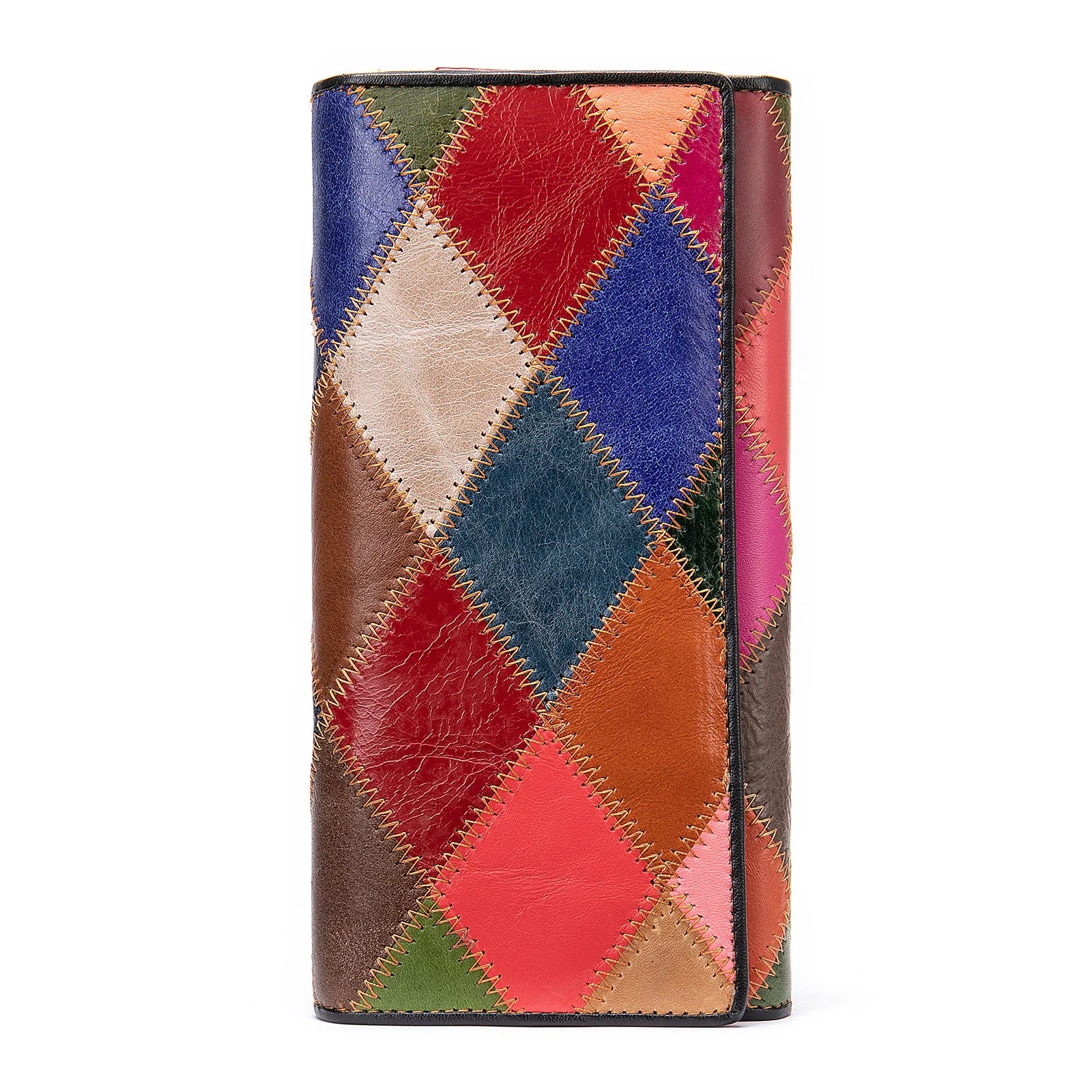 レディース 本革 長財布 カウレザー パッチワーク スマホ収納 カードホルダー