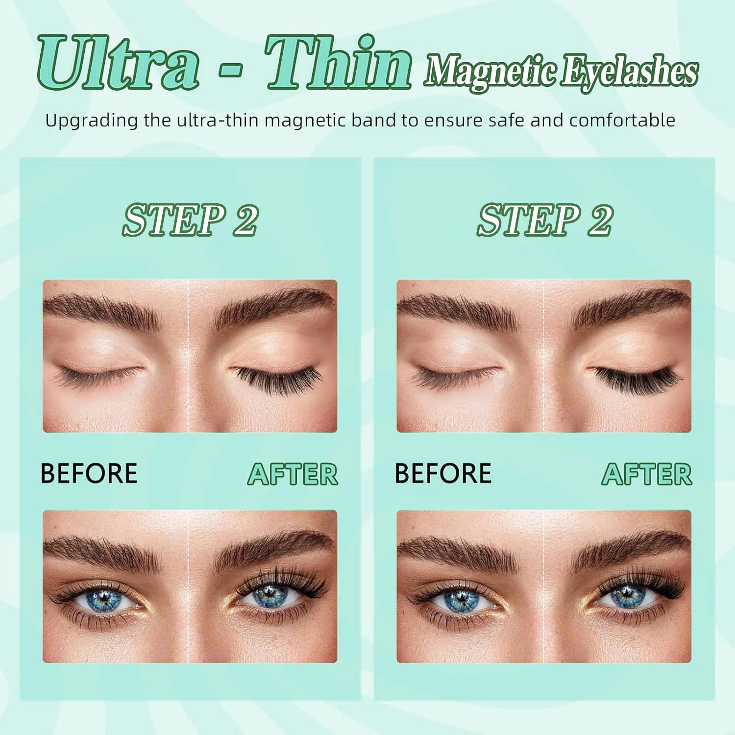 マグネット式つけまつげ 磁気ピンセット付き - 繰り返し使える ナチュラル仕上げ