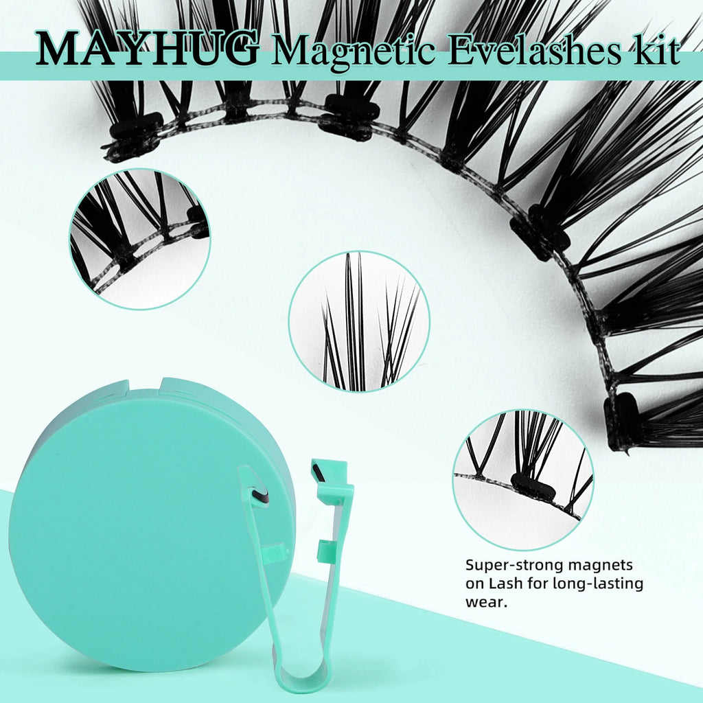 マグネット式つけまつげ 磁気ピンセット付き - 繰り返し使える ナチュラル仕上げ